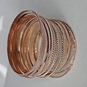 AS Rose Gold Textured Bangle Bundle